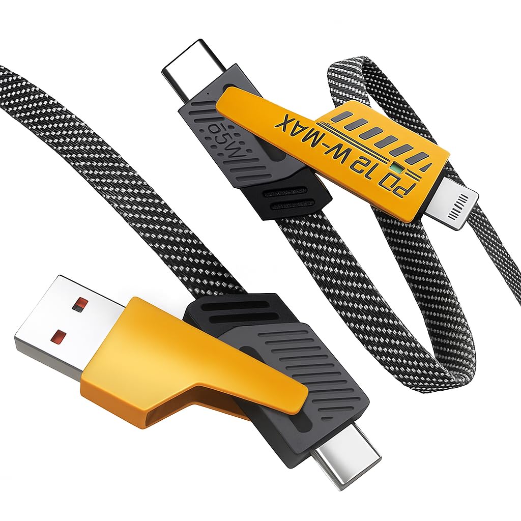 4 in 1 USB-C Charging Cable 1m Type-C Connector Nylon Braided PD 65W 27W Fast Charging